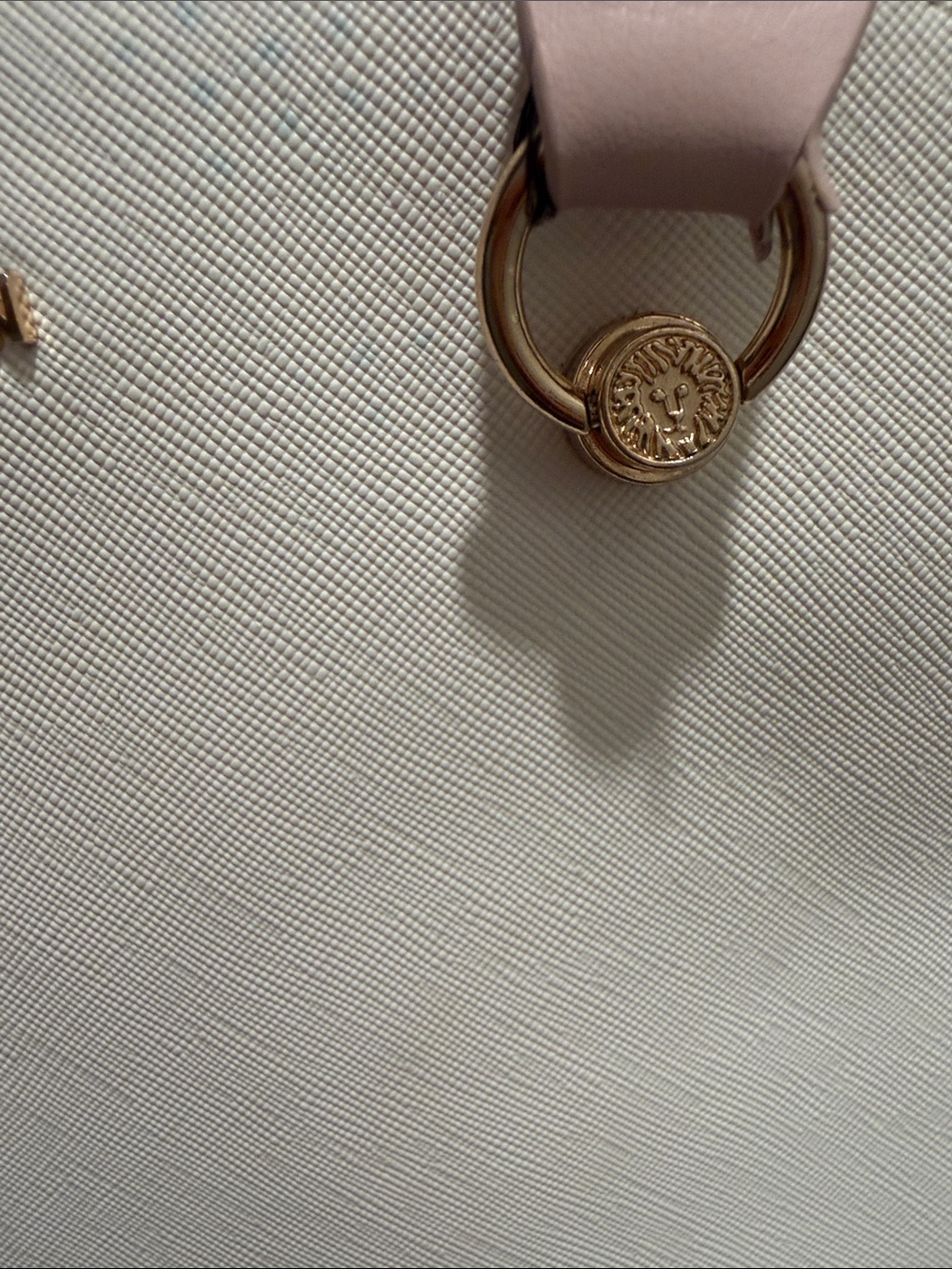 Anne Klein Cream and Taupe Dome Satchel with Pale Pink Strap - Picture 10 of 10